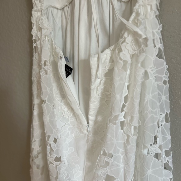 Flourishing Blossoms White 3D Floral Backless Midi Dress - Picture 7 of 11